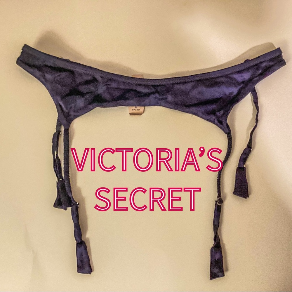 New Victoria's Secret SILK GARTER BELT S, M, or L navy blue